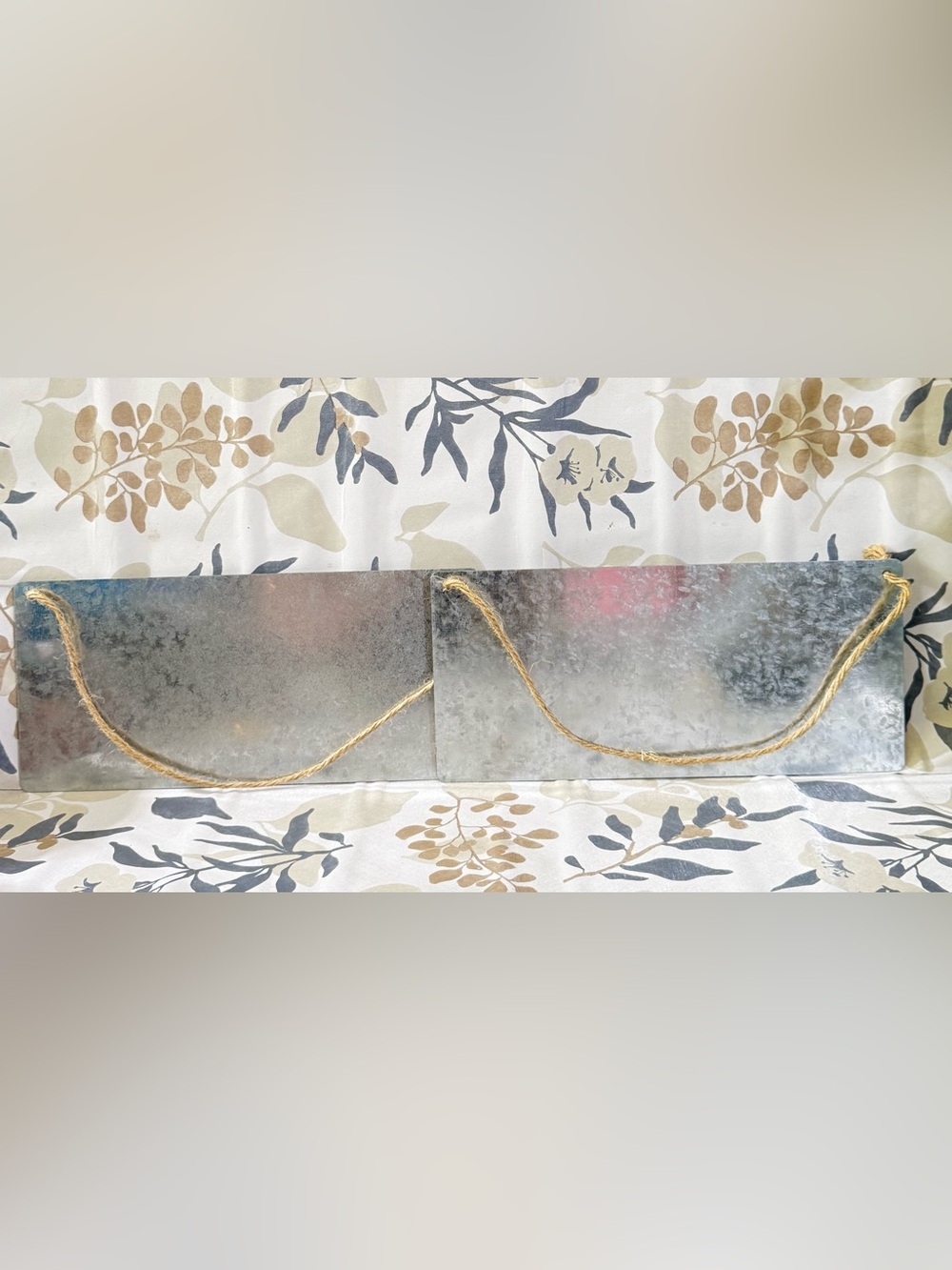 NWOT Galvanized Metal Sign Pair with Rope